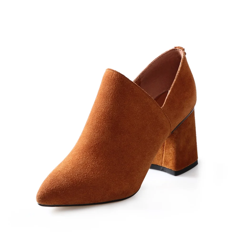 Showfun натуральная кожа женская обувь платье в сдержанном стиле замшевые с острым