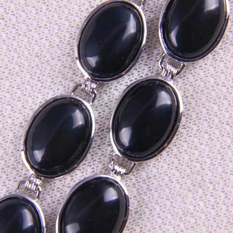 

Black Carnelian Beads Bracelet Bangle 8 Inch Jewelry For Woman Gift G053