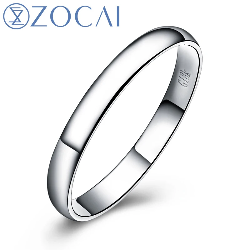 Женское и мужское кольцо ZOCAI необычное однотонное обручальное из белого золота 18