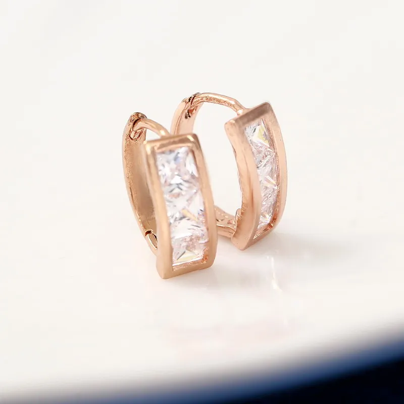 Wholesale Wedding Jewelry Delicate Mini Hoop Earring Gold Color Luxury Crystal Design Female | Украшения и аксессуары