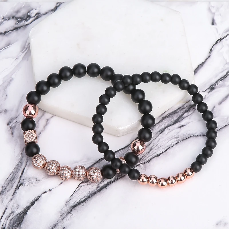 SEVENSTONE новинка 2019 мужской браслет в стиле хип-хоп натуральный 8 мм черный матовый