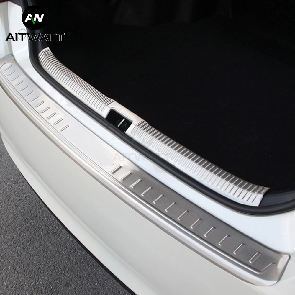Для Toyota Camry 2012-2017 внутренняя защита заднего бампера внутри из нержавеющей стали