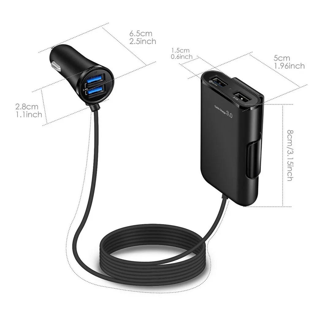 QC3.0 4 USB порта 7A быстрая зарядка автомобильное зарядное устройство для телефона