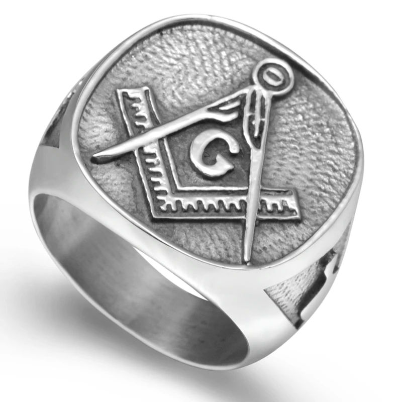 

Size 7-15 Classical Antique Vintage Stainless Steel Biker Freemason Knight Templar Masonic Mason Ring Party School Graduation