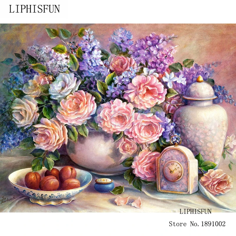 

DIY Diamond Embroidery Peony 5D Diamond Painting Cross Stitch Full Square Drill Rhinestone Decoration