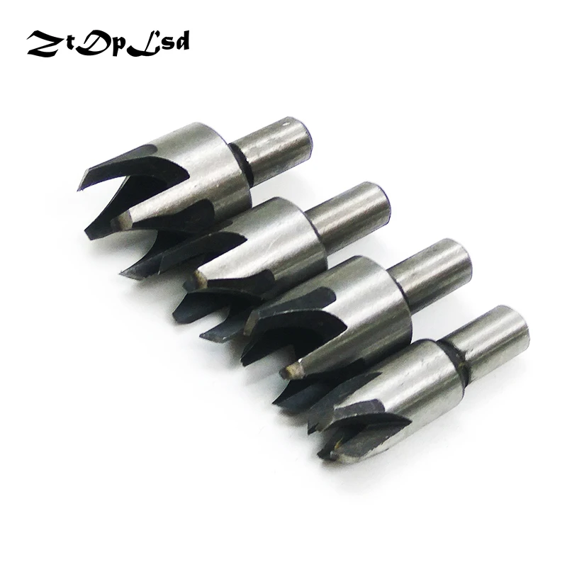 

ZtDpLsd 4 Pcs Wood Plug Cutter Cutting Tool 8mm Shank Straight Tapered Taper 6mm 10mm 13mm 16mm Woodworking Cork Drill Bit