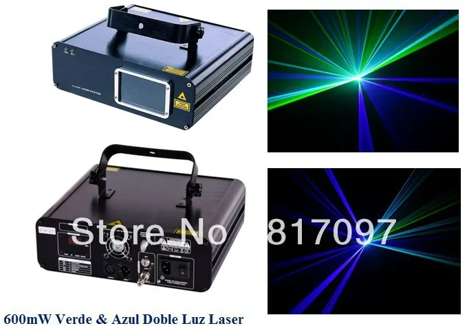 

Venta 600mW Luz Laser Doble Rayo 500mW Azul 450nm 100mW Verde 532nm DPSS Laser Diodo Show Laser DJ Luces Escenario Envio Gratis