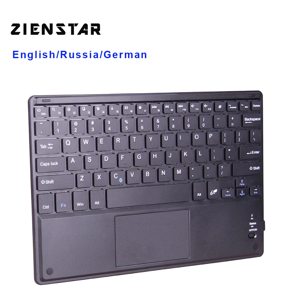 Беспроводная Bluetooth клавиатура Zienstar 10 дюймов с тачпадом для ПК/Samsung Tab/ Microsoft/ Android