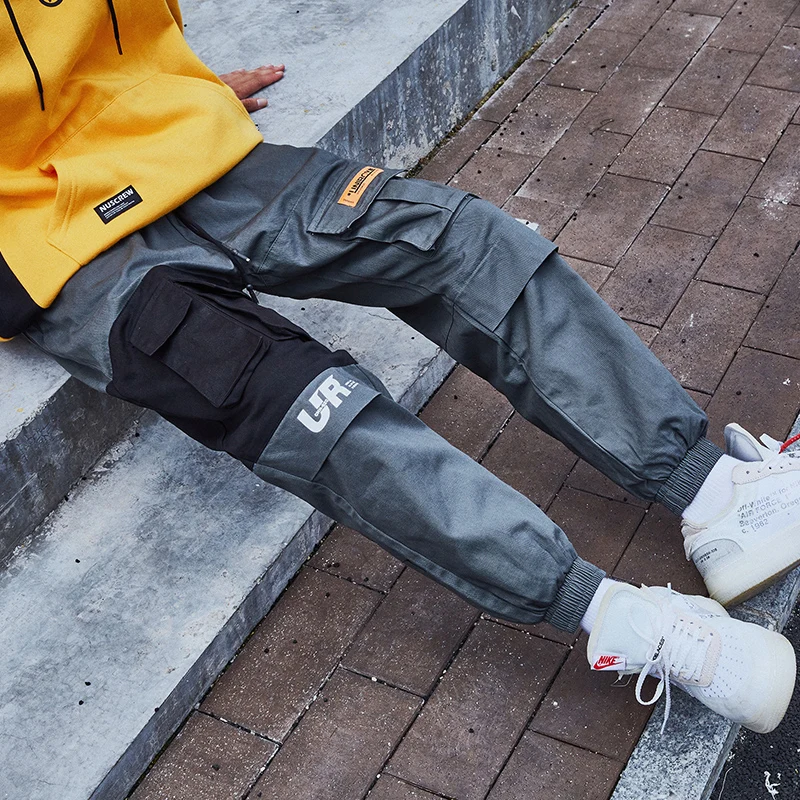 YWSRLM 2018 Patchwork Pockets Cargo Harem Pants Mens Hip Hop Casual Jogger Tatical Trousers Harajuku Streetwear Male KZ05 | Мужская
