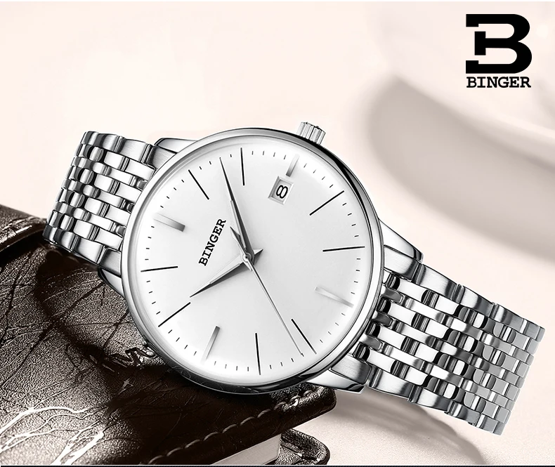 Seiko мужские механические часы с автоматическим перемещением, t BINGER, Топ бренд, роскошные мужские механические часы, relogio masculino, ремешок из нержавеющей стали с серым зеркалом