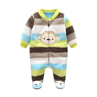 3m 12m baby rompers winter warm fleece clothing set for boys cartoon monkey infant girls clothes newborn overalls baby jumpsuit