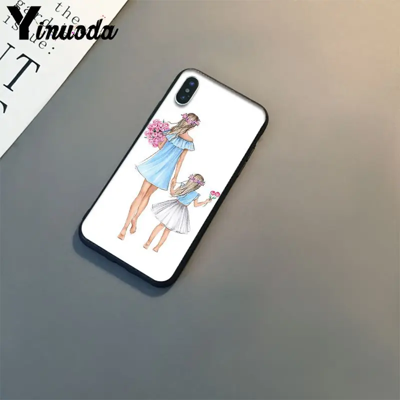 Yinuoda Модный чехол для телефона с коричневыми волосами мамы и дочки iPhone X XS MAX 6 6S 7