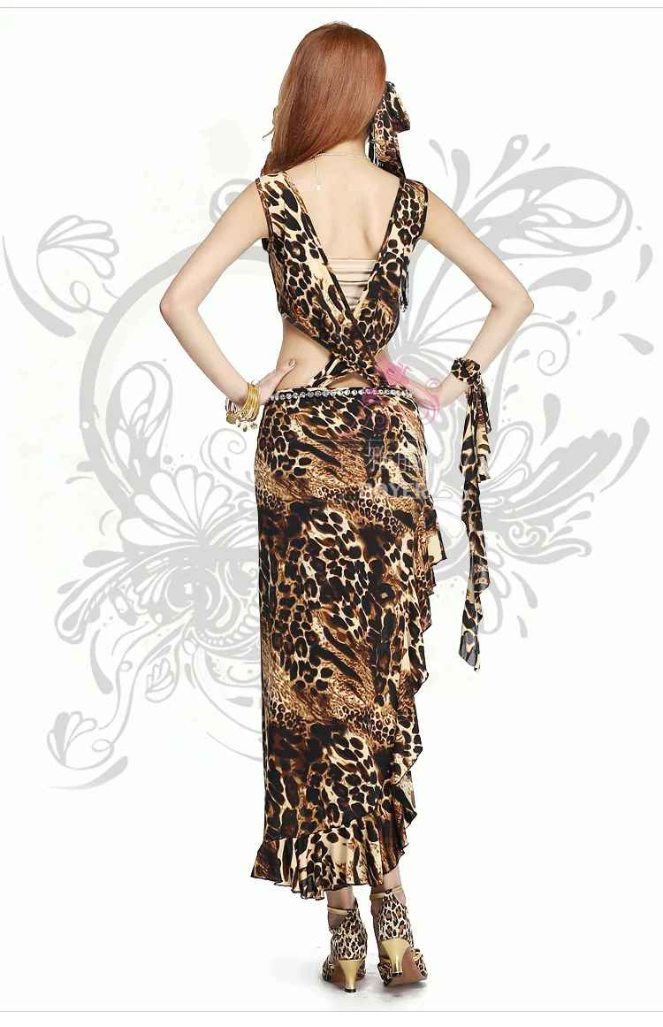 Сексуальное леопардовое платье с открытой спиной для танца живота Индийский