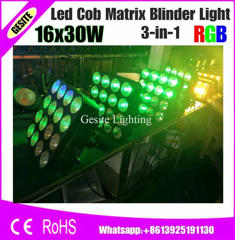 16 головок светодиодная матричная лампа 16x30 Вт RGB 3в1 три цвета COB DMX матрица мигалка