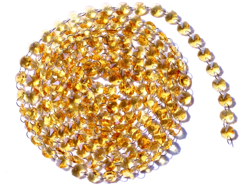 

Garland Chakra Spectra 12Feet Diamond Prisms Golden Glass Crystal Octagon Beads 14mm Wedding Chandelier Parts M02160-4