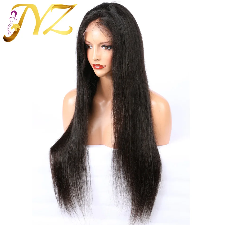 Бразильские прямые полные парики шнурка "-28" человеческих волос парики шнурка для черных женщин предварительно сорвал естественную линию волос с волосами младенца