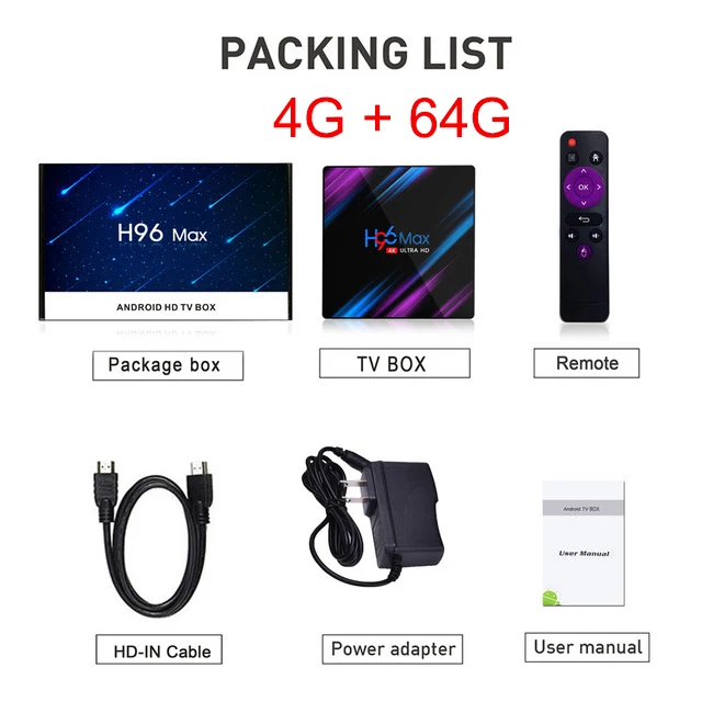 4G 64G IR Remote Google Play tv box android 9,0 H96 MAX Rockchip 4G 32GB 64GB Android tv box 2,4/5G WiFi Bluetooth 4,0 4K 3D Netflix Android box - Цвет: 4G 64G IR Remote