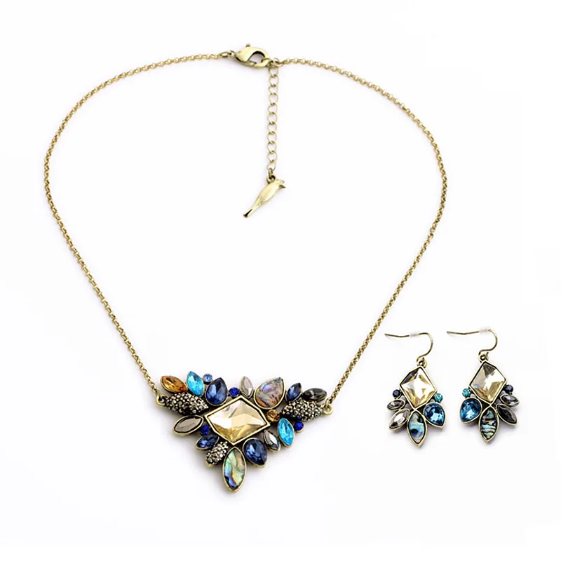 Женский комплект ювелирных изделий ожерелье и серьги красочные нерегулярные