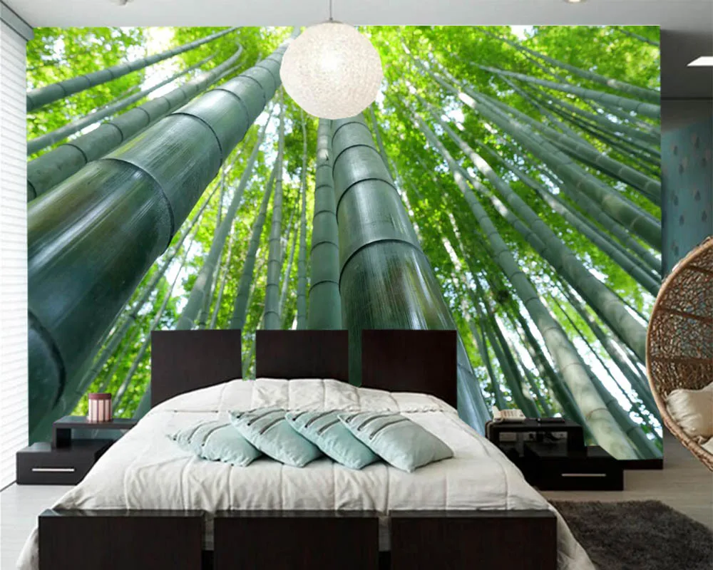 Papel де parede Bambu Вид снизу природа фото 3d обои фрески гостиная ТВ диван настенная