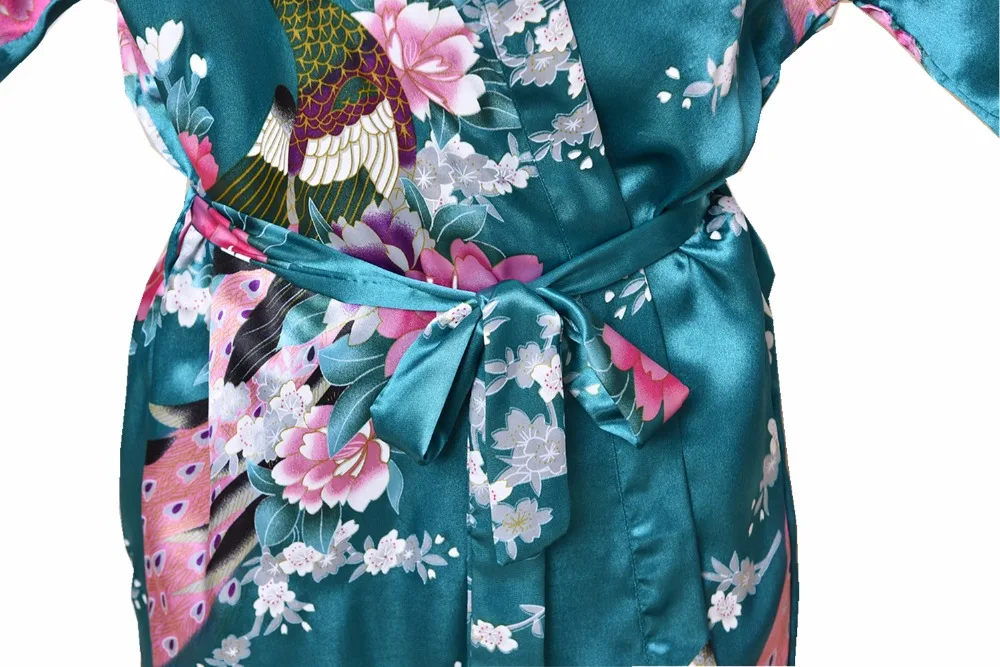 Женское платье халат Yukata зеленое сексуальное мини кимоно банный для невесты