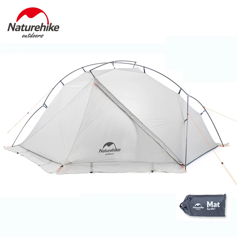 Палатка для кемпинга одноместная Naturehike VIK серии, ультралегкая, водонепроницаемая, из 15D нейлона однослойная для походов с ковриком NH18W001-K.