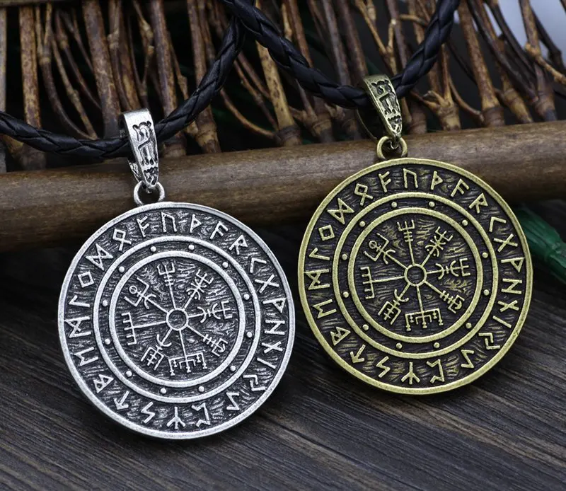 Viking Vegvisir руны нордические ожерелья шлем ужас в руническом круге кулон волшебный