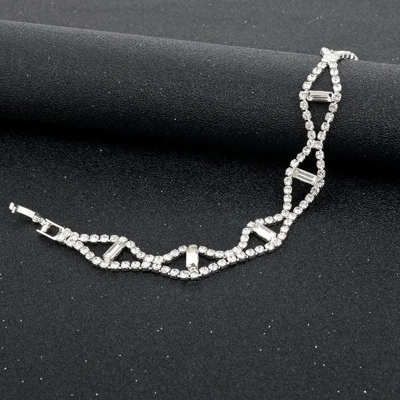 LongWay серебряный браслет с цепочкой и звеньями принцессы австрийским кристаллом