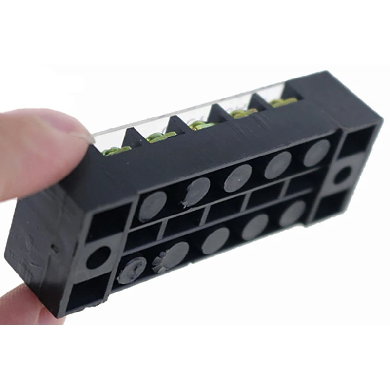 

Bus Terminal Block Set Blocks Dual row Screw Circuit Distribution Bar 5 position 15A Marine Power 600V Durable Useful