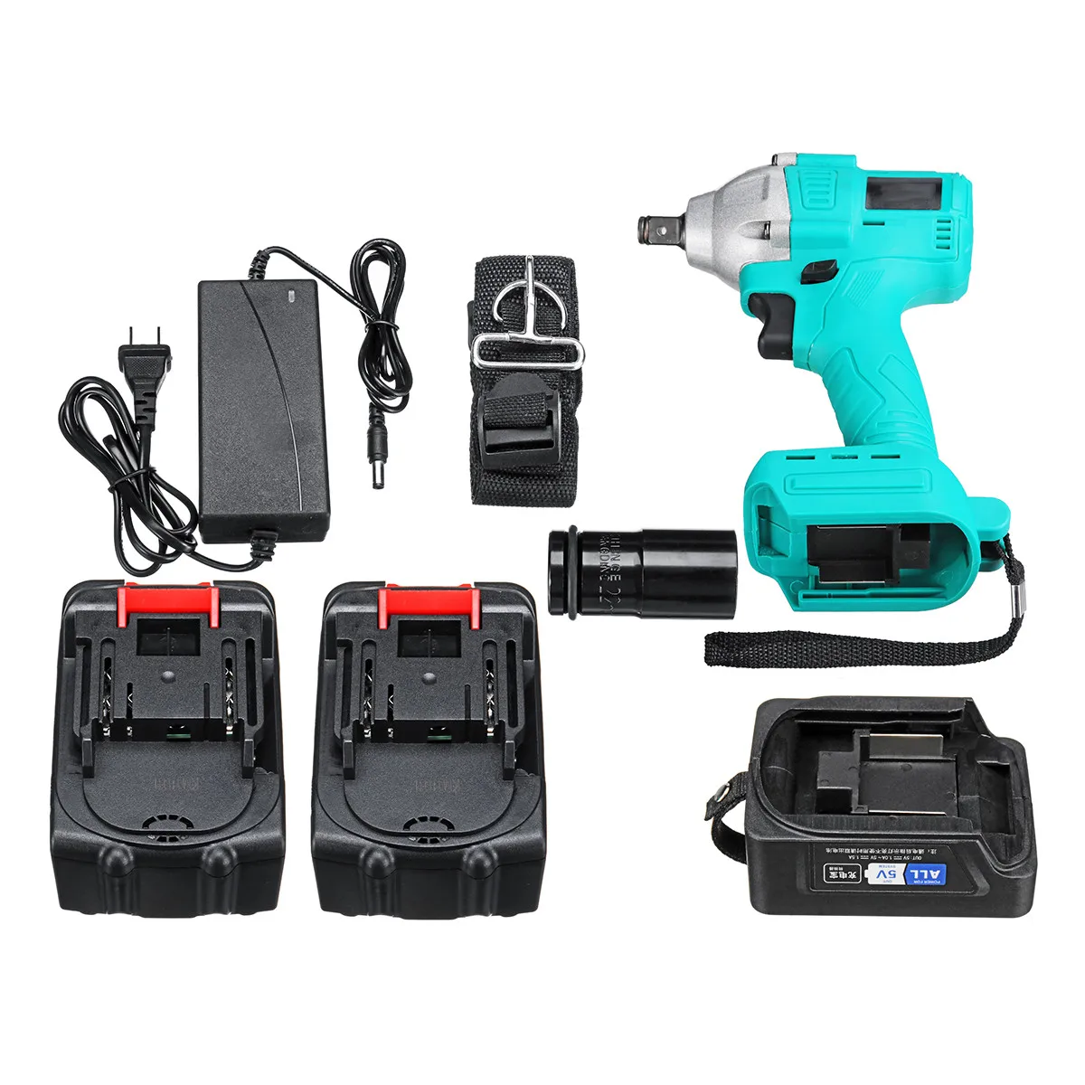 

100-240V 340Nm Lithium-Ion battery Electric Impact Wrench Cordless Brushless with Rechargeable Battery 1/2 Rattle Bit