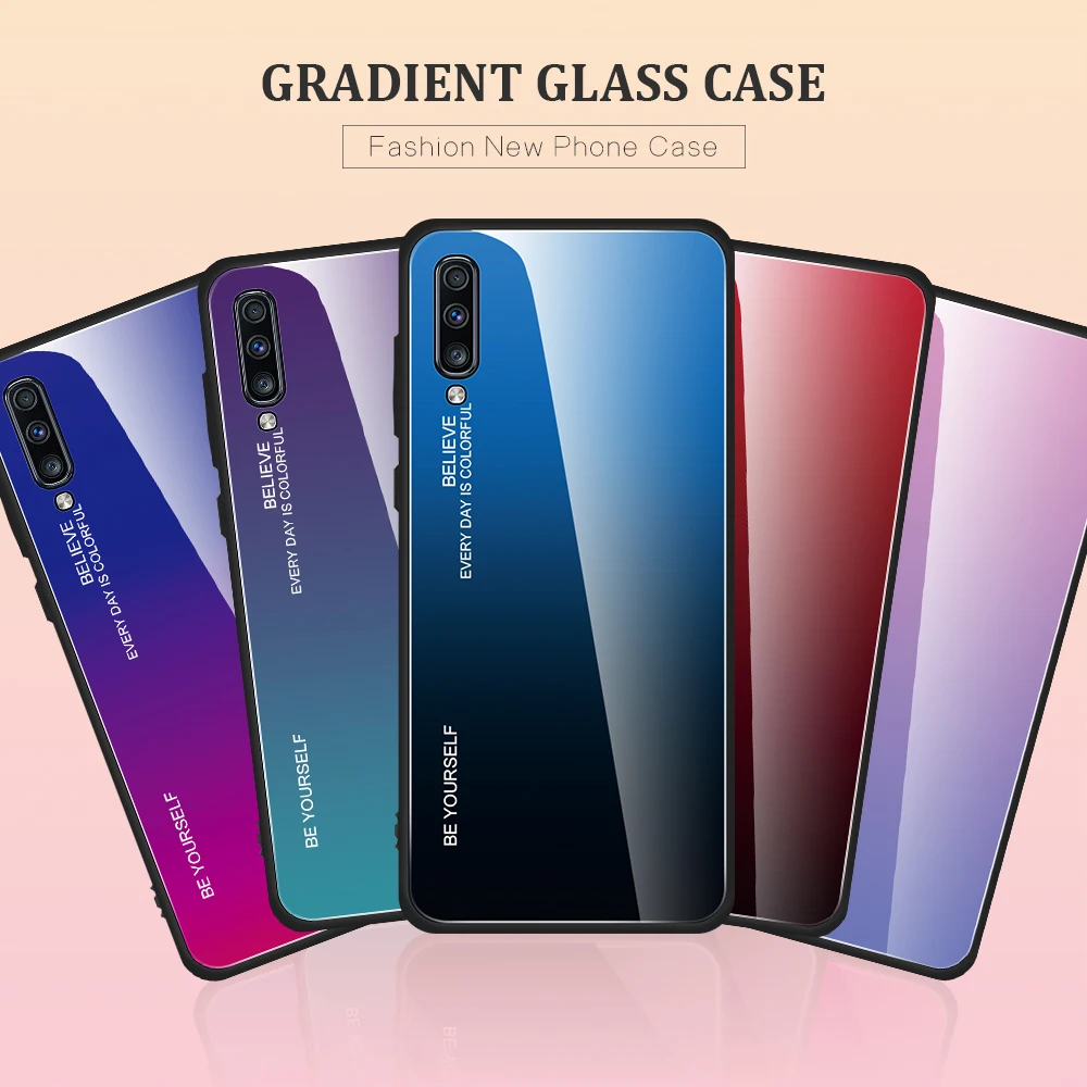 Чехол из градиентного стекла для Xiaomi 11/Mi 10 lite/Mi9 SE/Redmi Note 9s/Note 8T/Note 8 Pro/8A/7A/POCO X3 NFC/Note 9