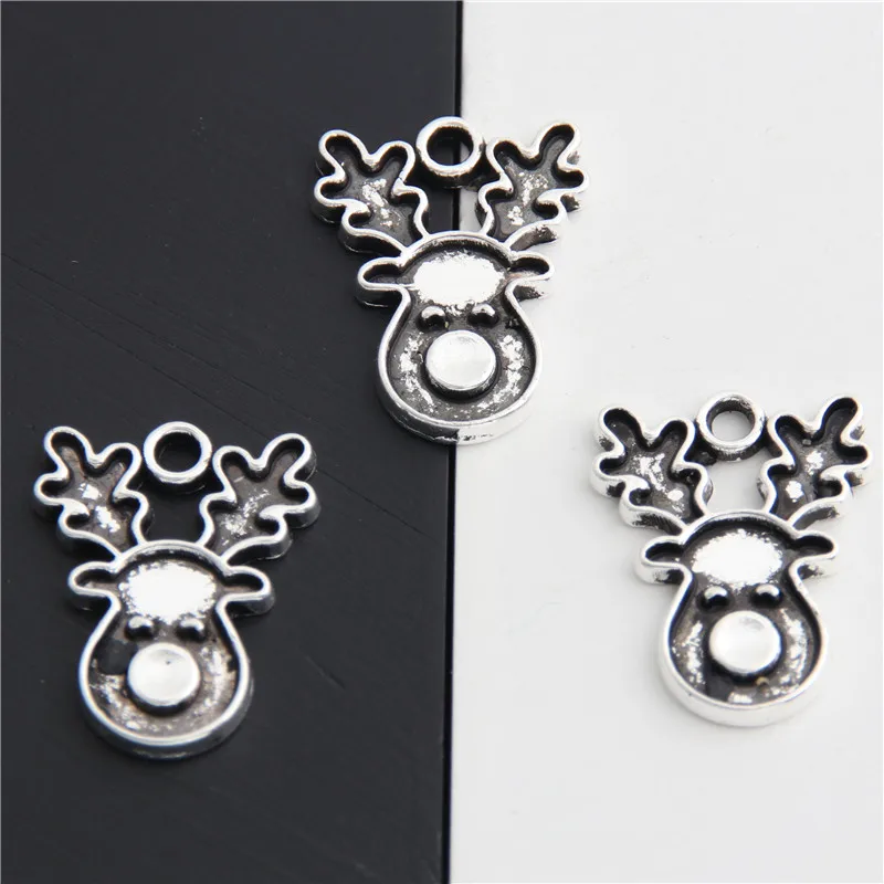 20 шт серебряный цвет Рождественский олень лося Подвески ручной работы кулон DIY