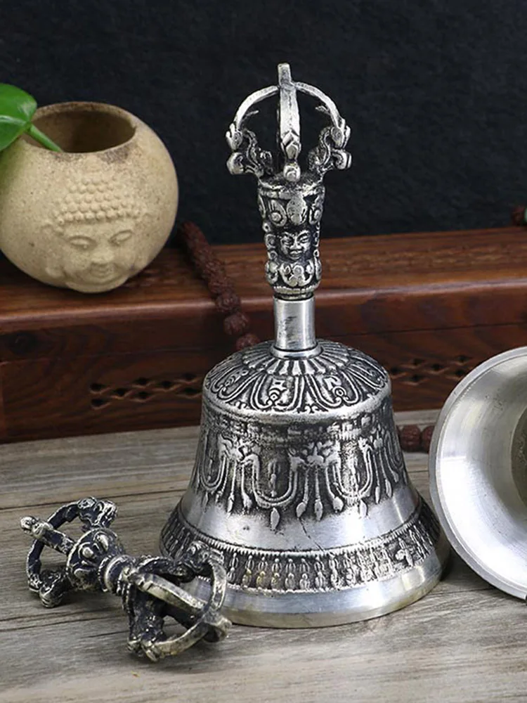 GOOD Buddhist articles # Practice of Tantric ritual # Tibetan Nepal Buddhism silver Jin Gangchu Vajra buddha vajra bell