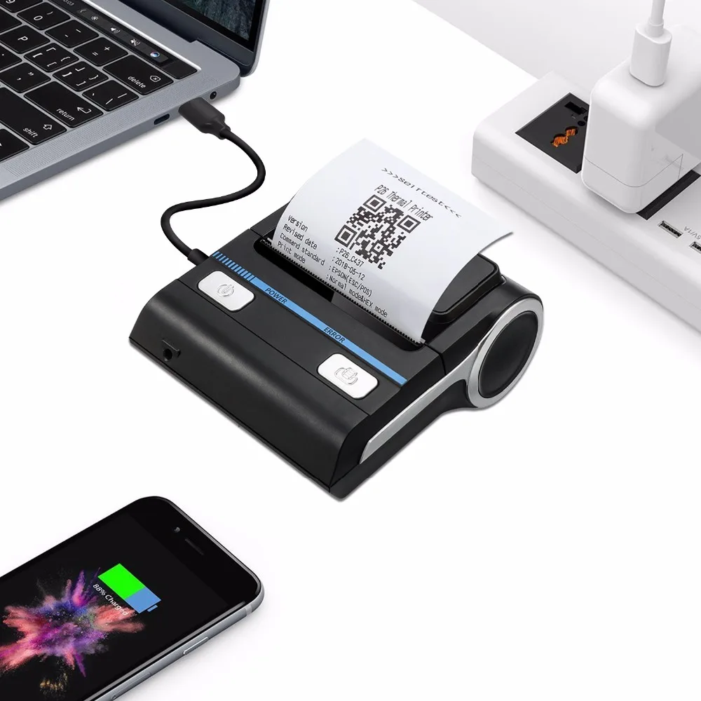 Веха MHT P8001 Bluetooth чековый принтер беспроводной термальный 80 мм совместим с