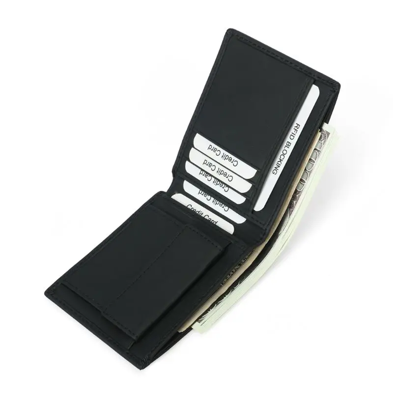 Модная мужская RFID Блокировка кожаный двойной чехол для ID карты держатель Мини Кошелек бумажник короткие деньги монета кошелек сумка Новинка