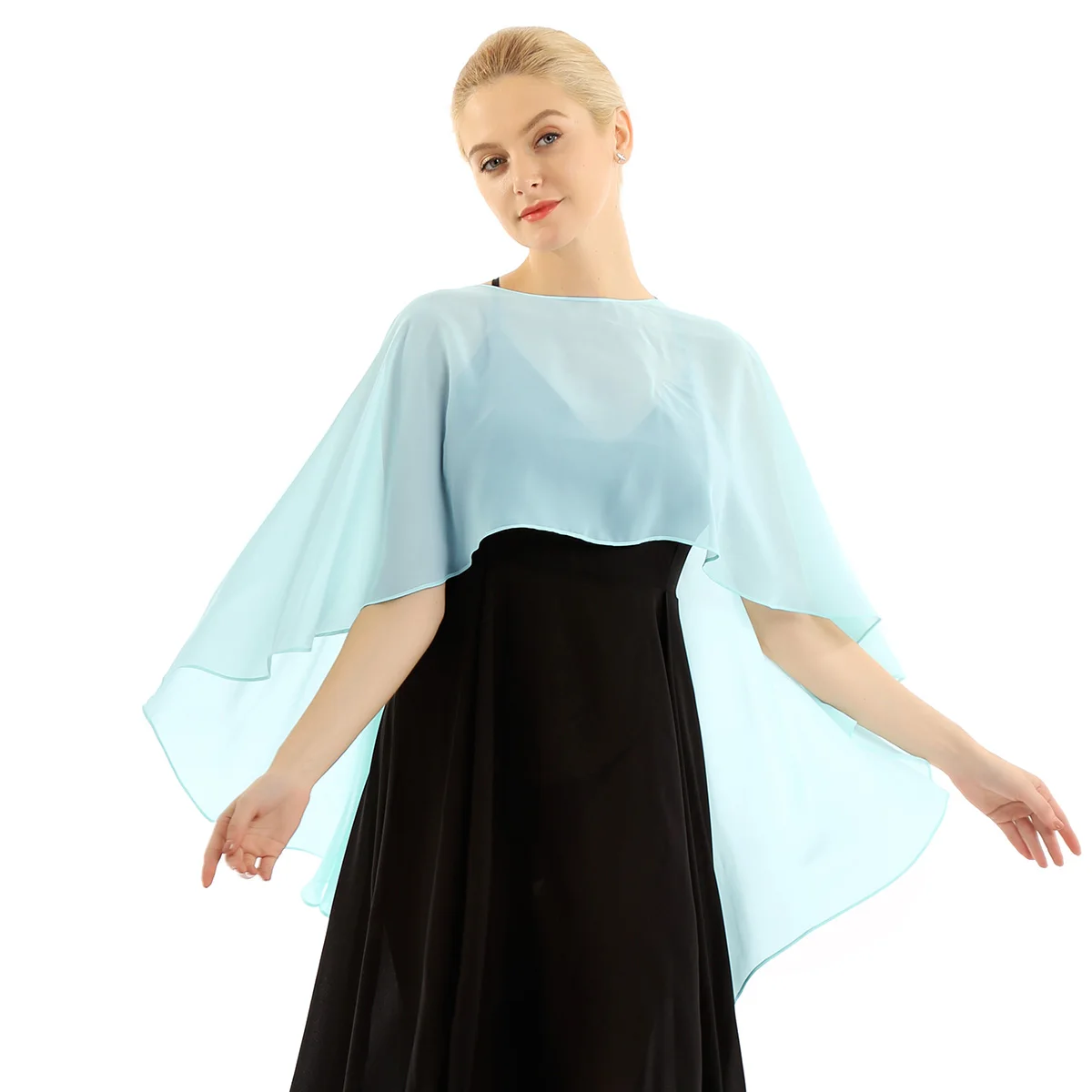 Mint Green Модные женские легкие шифоновое, короткое, длинное шаль Свадебные накидки для невесты длинная шаль и обертывания Свадебная накидка - Цвет: Mint Green