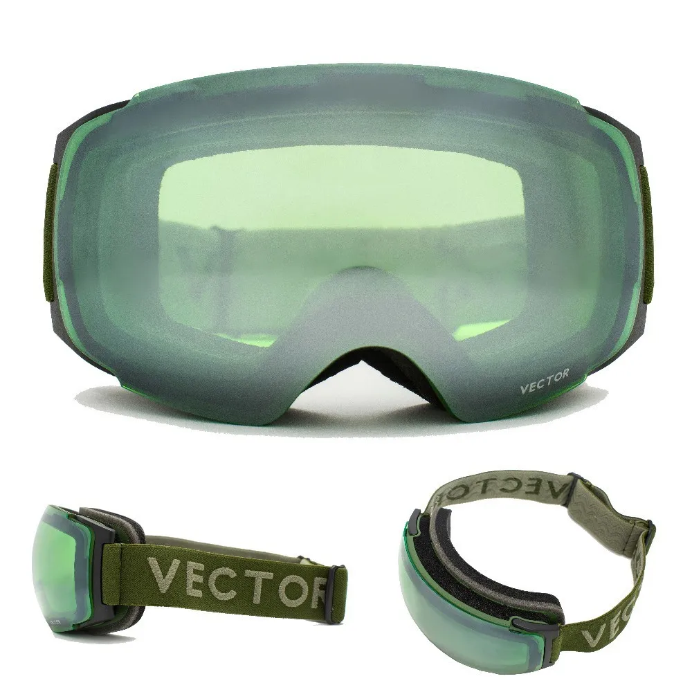 Army Green OTG мужские лыжные очки для сноуборда легкие Сменные магниты в оправе и линзах без снятия сферические противотуманные снежные очки - Цвет: Army Green