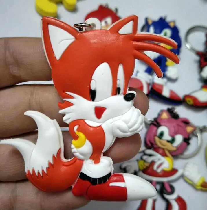 Sonic the Hedgehog PVC части и аксессуары подвеска Украшение унисекс сумка цепь Подвески брелок для ключей - Цвет: Красный