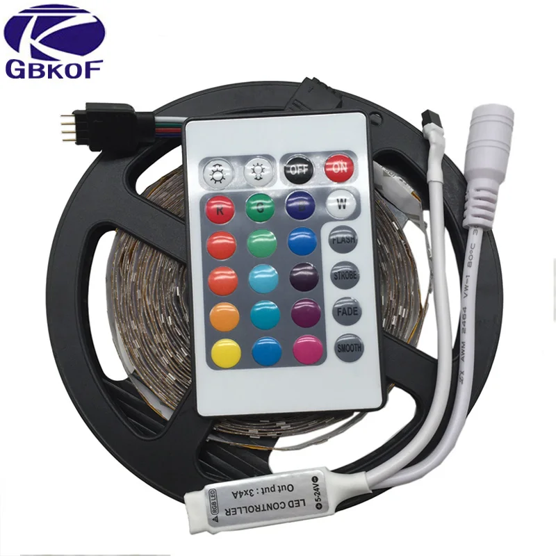 Светодиодные ленты светильник 12V 5 м 300 светодиодный s SMD 3528 2835 Диодная лента RGB для высоких и низких лучей и одиночного Цвета высокое качество светодиодный ленточный гибкий светильник s