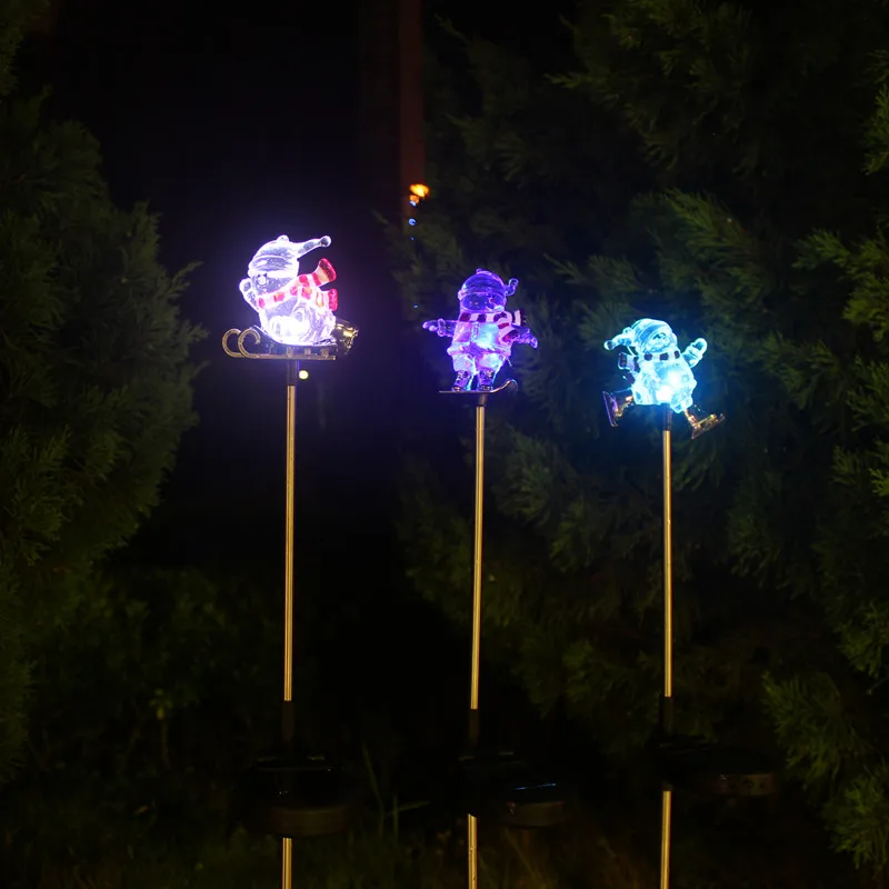 Весенние рождественские украшения снеговик светодиодные солнечные огни садовая