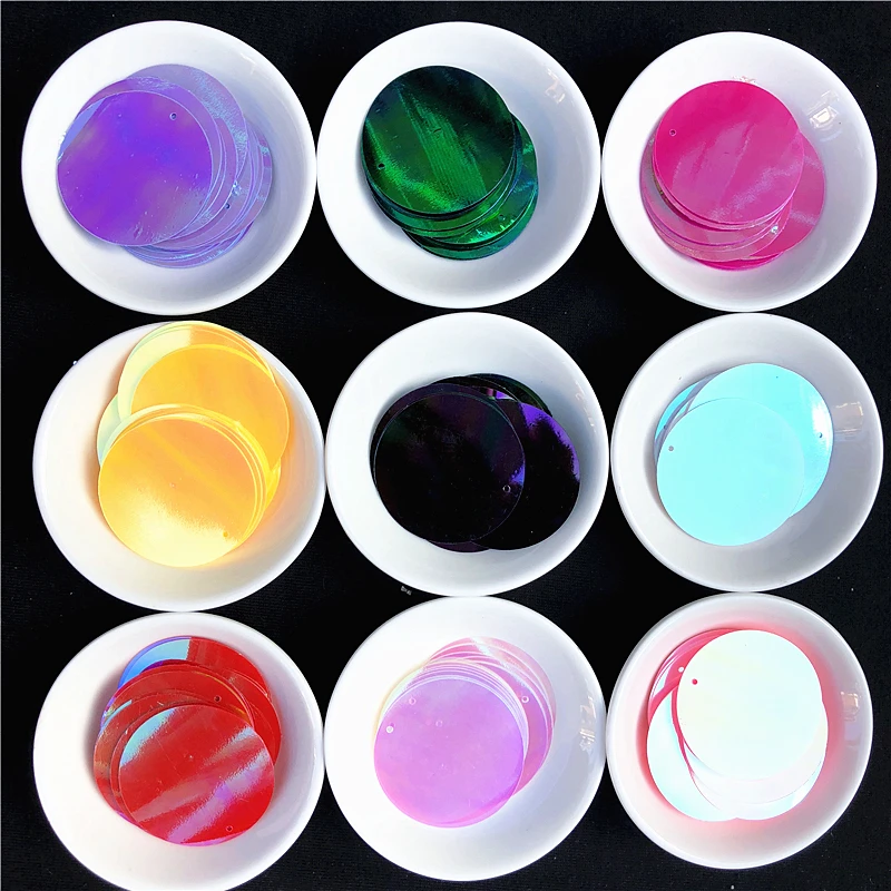 

20pcs/pack AB 40mm Large Sequins PVC Flat Round Sequin Paillettes DIY Craft Supplies Women Garments Sewing Accessories