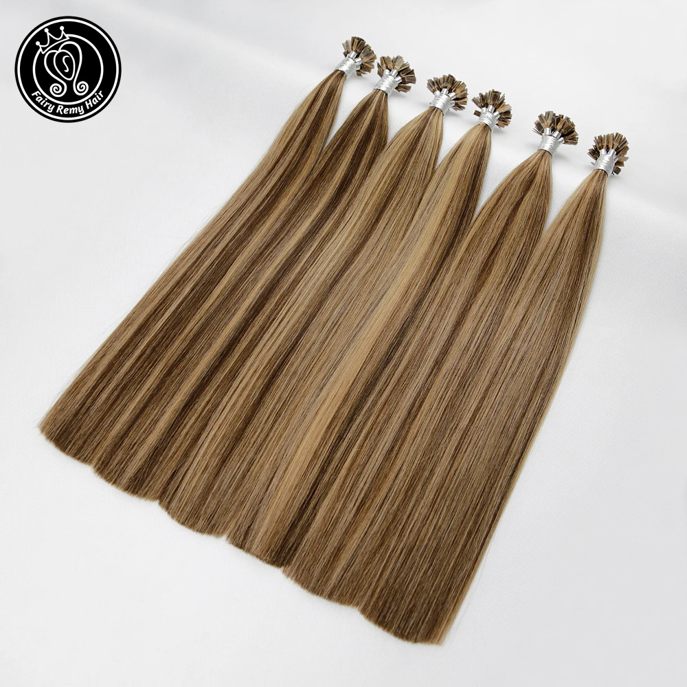 Сказочные волосы Remy 0 8 г/локон 14 &quot18&quot 22 &quotRemy человеческие для наращивания с