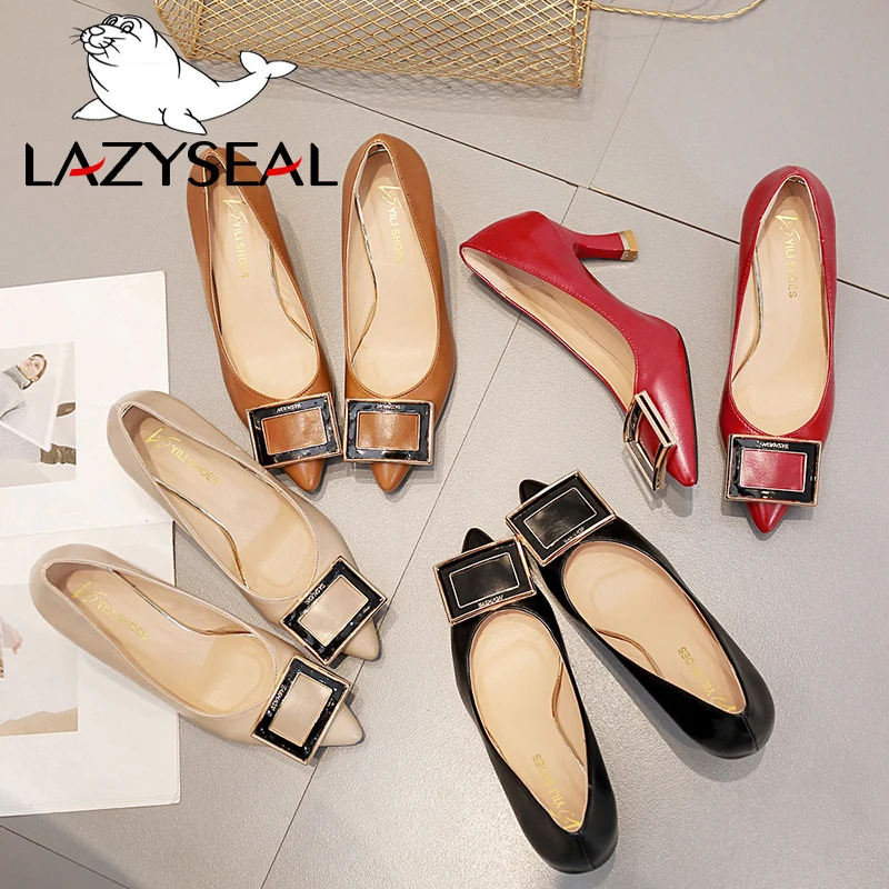 Туфли-лодочки LazySeal женские с пряжкой заостренный носок без застежки на тонком