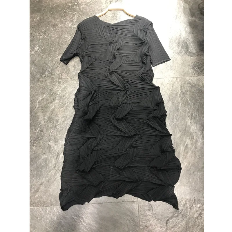 Хит продаж модное платье миаке со складками и бриллиантами однотонное с коротким