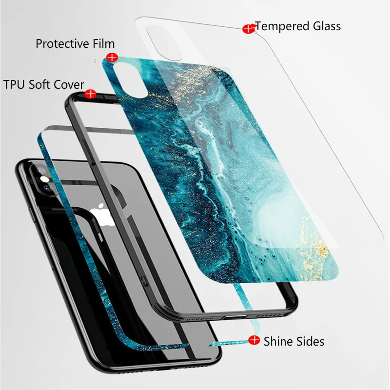Роскошный чехол для телефона iphone 7 8 6 S plus закаленное стекло сверхпрочная защита