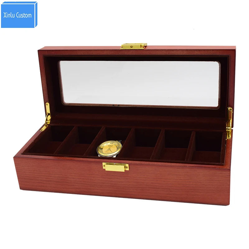

6 Slots Solid Wooden Watch Box Kol Saati caja reloj Watch Organizer Case Cajas de Regalo caixa para relogio Gift Watches Holder