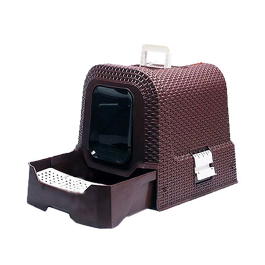 Большой питомец туалетный лоток кошачий ящик для мусора закрытый ротанговый