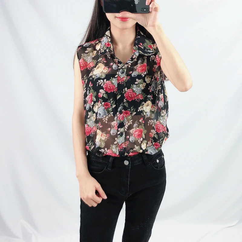 Женские повседневные блузки и рубашки ZIYAO корейские топы без рукавов с принтом