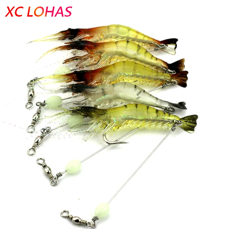 1 шт. ночная светящаяся искусственная приманка Креветка мягкая приманки с