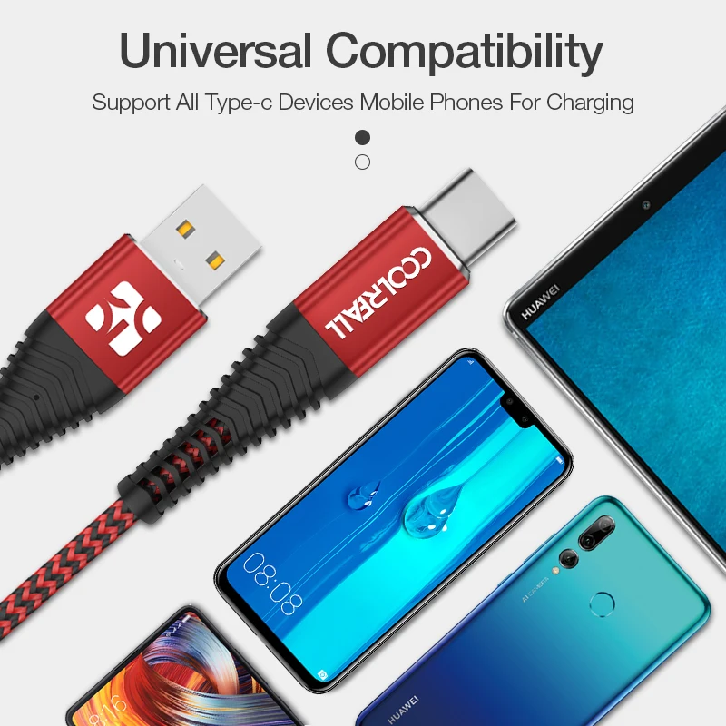 Coolreall 2.4A кабель для быстрой зарядки type C синхронизации данных usb samsung huawei