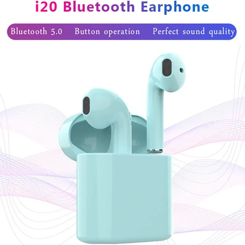 

New TWS i20 smart Bluetooth 5.0 earphone earplug earbuds Noise Reduction Siri Binaural stereo HD Call Auto Matching charging box